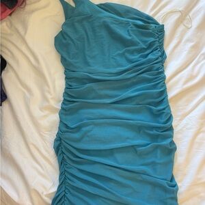 Princess Polly Teal One Shoulder Dress